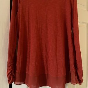 T-shirt/blouse/tunic with see-thru layer on bottom, Super soft. NWOT